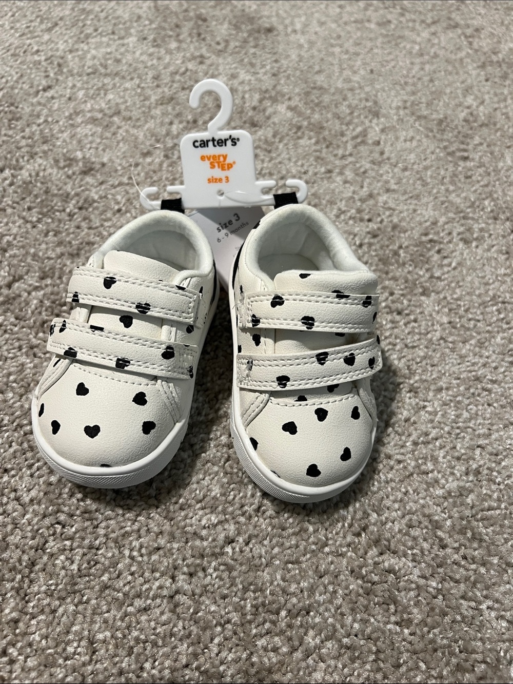 Carter's White Sneakers with Black Heart Print
